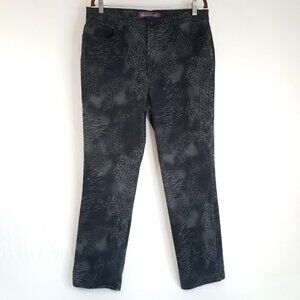 Gloria Vanderbilt Amanda Jeans Black Animal Print SIZE 16 Stretch 35x29 Grey